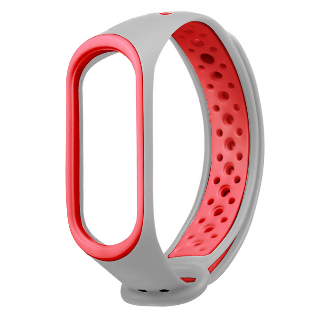 118750.650 Ремешок на фитнес-браслет Mi Band 3/4 Nike Style Серый/Красный — изображение 1