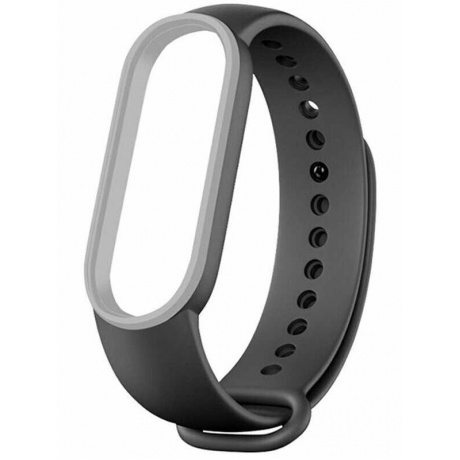 513766_remeshok_zibelino_dlya_mi_band_5_6_silicone_black_grey_zbs_ximb5_blk_g Ремешок на фитнес-браслет Mi Band 5/6 Nike Style Черный/Серый — изображение 1