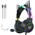 Наушники с микрофоном полноразмерные onikuma x15 pro с ушками black