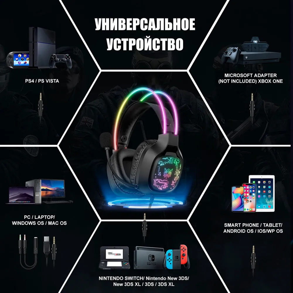 Наушники с микрофоном полноразмерные onikuma x22 black