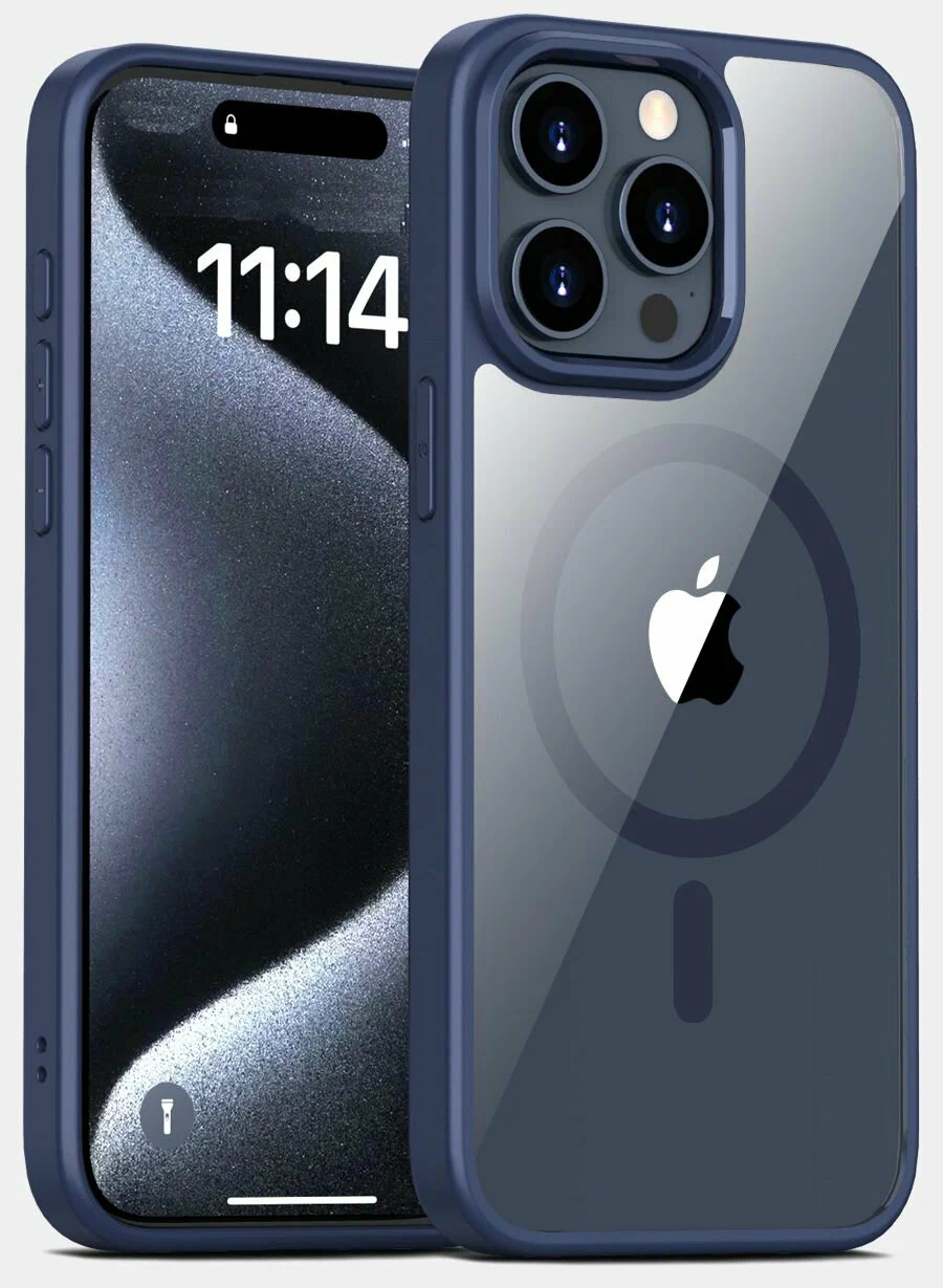 Накладка пластик/кожа premium case magsafe iphone 15 dark blue Накладка пластик/кожа premium case magsafe iphone 15 dark blue