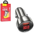АЗУ hoco z50 usb c pd30w+1usb 3.0a qc 3.0 adapter metal gray