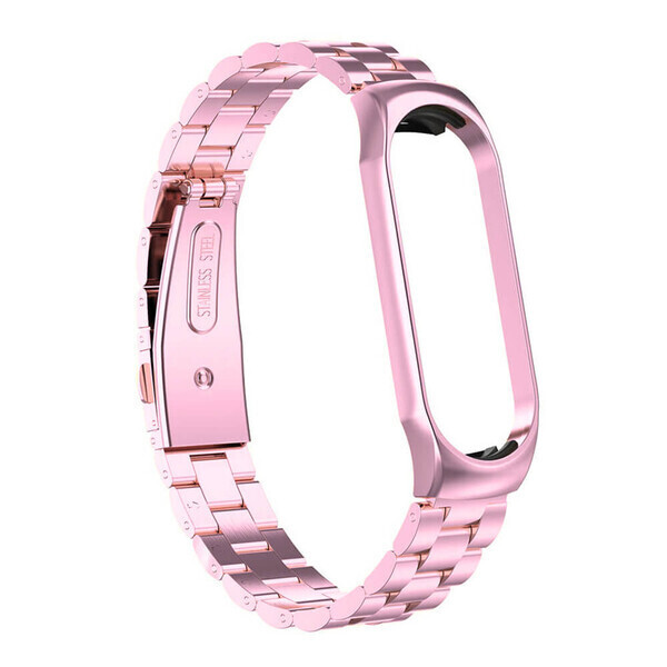 185875537842770 Ремешок на фитнес-браслет металл блочный Mi Band 5/6 Розовое золото — изображение 1