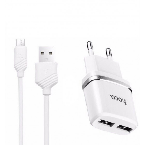 4789856C-A649-454A-8517-CA777B39BD5A-600x600-product_thumb СЗУ Hoco C12 2USB 12W адаптер белый — изображение 1