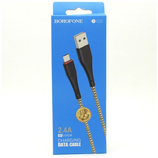 600x800 Дата-кабель Borofone BX25 USB/MicroUSB 1м чёрный — изображение 1