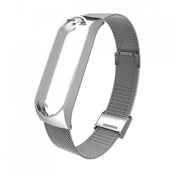 6022456767 Ремешок на фитнес-браслет металл Миланская петля Mi Band 5/6 Серебро — изображение 1