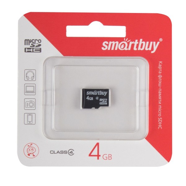 61918977366f6a55139cfc2d976892ec Карта памяти Smart Buy 4GB (class 4) без адаптера — изображение 1