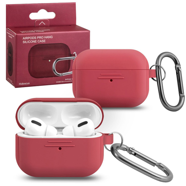 6787685384 Чехол для Air Pods силиконовый + карабин персиковый — изображение 1