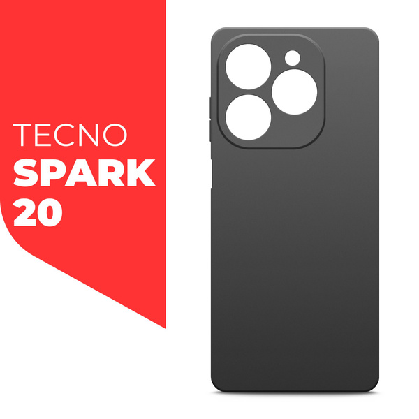 6840240007 Накладка силикон/кожа LOGO Tecno Spark 20/20C чёрный — изображение 1