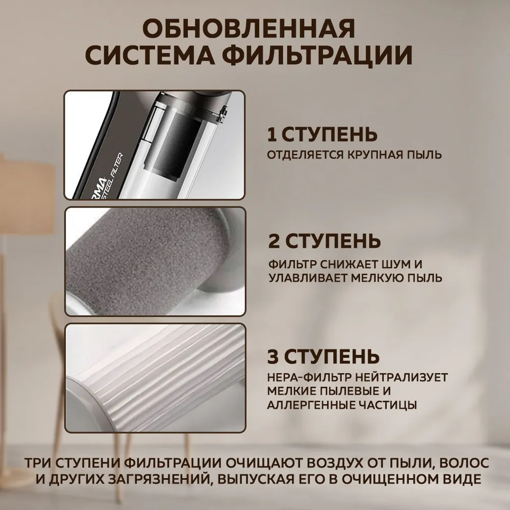 Проводной вертикальный пылесос xiaomi deerma stick vacuum cleaner dx700 black