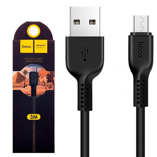 IMG9d9fcadf737f8a4be9c7170e722c9d18-600x600 Дата-кабель Hoco X20 USB/MicroUSB 3м чёрный — изображение 1