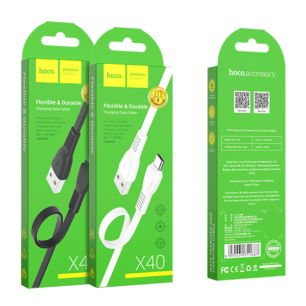 aad71a5fc4b927b1744d9cc7120ceff5 Дата-кабель Hoco X40 USB/MicroUSB 1м чёрный — изображение 1