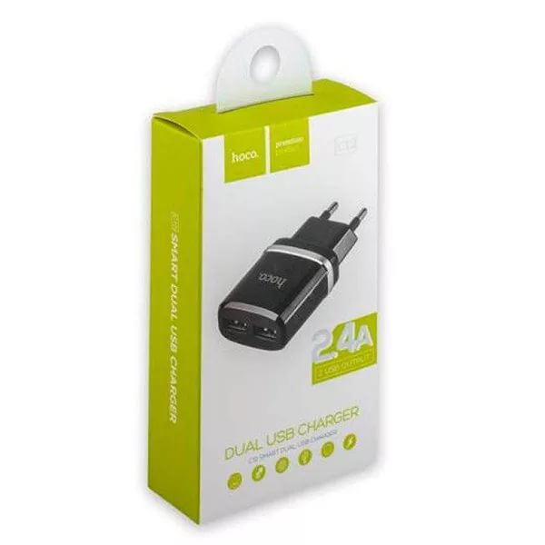 i8VPEQLYO СЗУ Hoco C12 2USB 12W адаптер чёрный — изображение 1