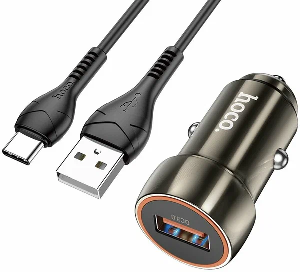 АЗУ hoco z46 1usb 3.0a qc 3.0 type c metal gray АЗУ hoco z46 1usb 3.0a qc 3.0 type c metal gray