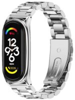 Ремешок на фитнес-браслет металл блочный Mi Band 7 Серый