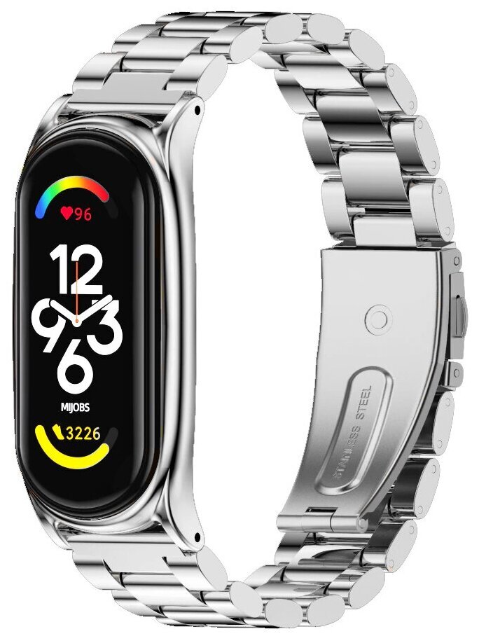 metallicheskiy-remeshok-xiaomi-mi-band-7-blochnyy-552698 Ремешок на фитнес-браслет металл блочный Mi Band 7 Серый — изображение 1