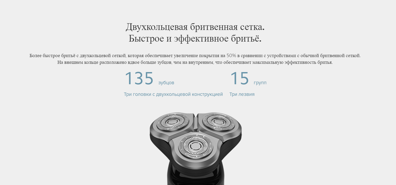 Электробритва xiaomi mijia rotary electric shaver s500 black