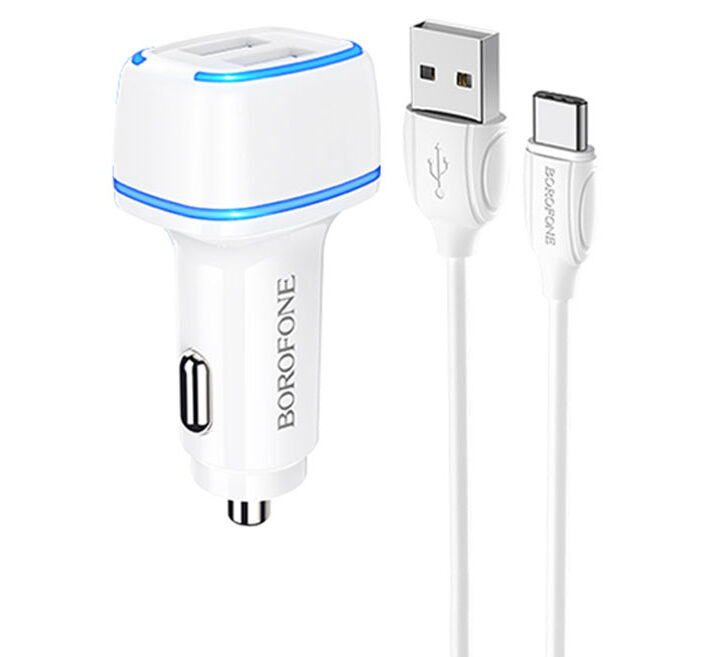 АЗУ borofone bz14 2usb 2.4a type c white АЗУ borofone bz14 2usb 2.4a type c white