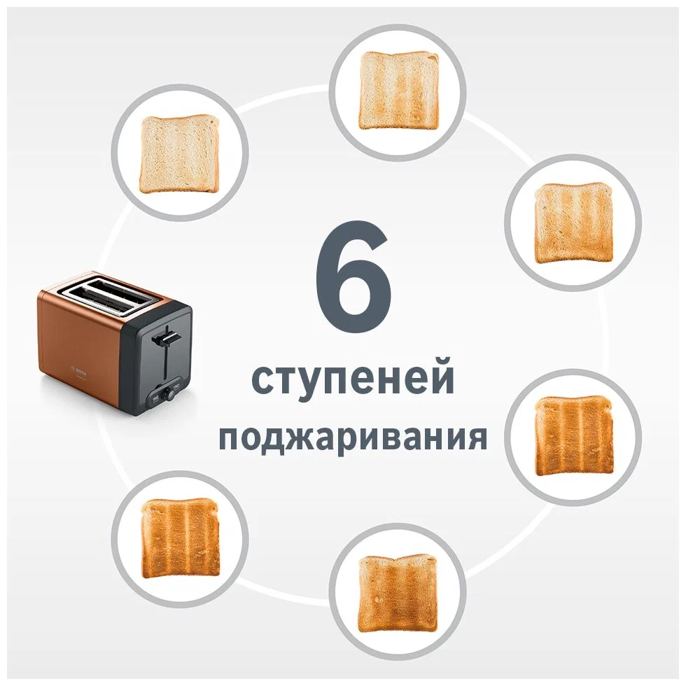 Тостер bosch (tat4p429) copper