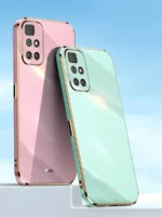 Накладка силикон/пластик PRC матовая с цветными краями Xiaomi Redmi 10 зелёный — изображение 8