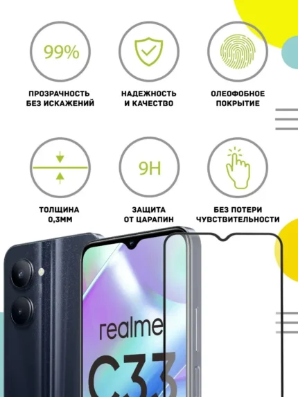 Защитное стекло Realme C33 10D 0.33mm Black