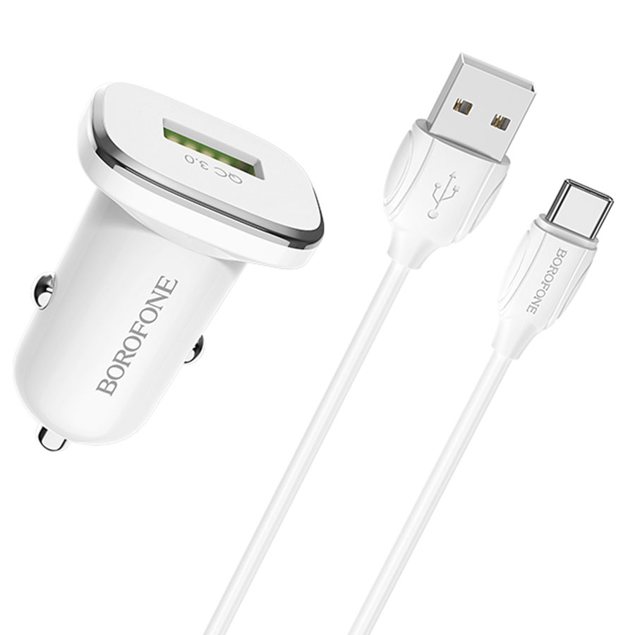 АЗУ borofone bz12a 1usb 3a quick charge type c white АЗУ borofone bz12a 1usb 3a quick charge type c white