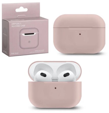 Чехол для Air Pods 3 силиконовый + карабин Pink Sand