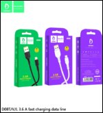 Дата-кабель Denmen D08L Lightning 1m Black