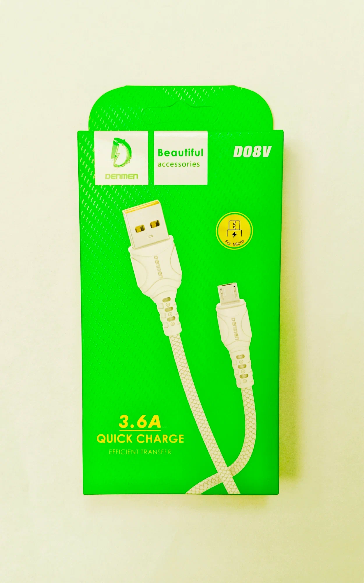 Дата-кабель Denmen D08V MicroUSB 1m White Дата-кабель Denmen D08V MicroUSB 1m White