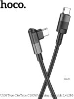Дата-кабель Hoco U108 USB-C/USB-C боковой 100W 2м чёрный — изображение 3