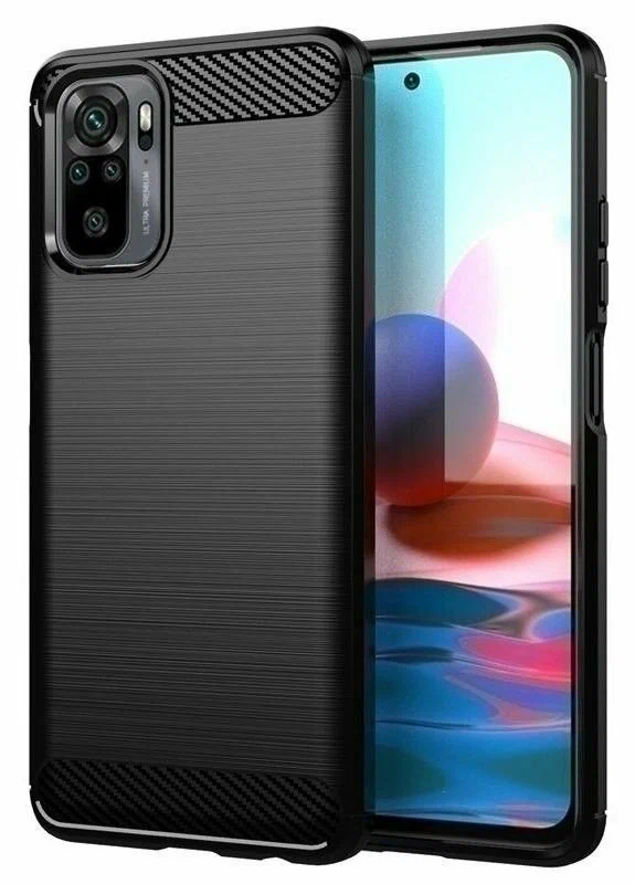 Накладка силикон Карбон Xiaomi Redmi Note 10/10S/Poco M5S Black Накладка силикон Карбон Xiaomi Redmi Note 10/10S/Poco M5S Black