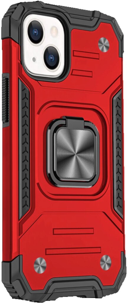 Накладка силикон/пластик PRC Armor iPhone 13 с подставкой Red