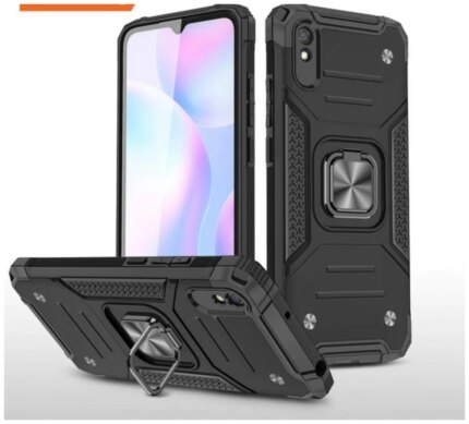 Накладка силикон/пластик PRC Armor Xiaomi Redmi 9A с подставкой Silver