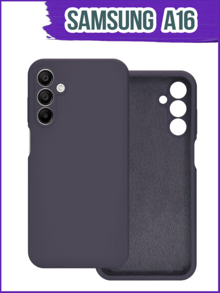 Накладка силикон/пластик PRC матовая с цветными краями и кольцом Samsung A16 Black