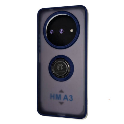 Накладка силикон/пластик prc матовая с цветными краями и кольцом xiaomi redmi a3/poco c61 blue