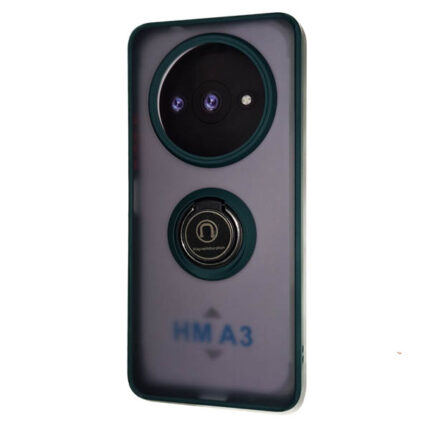 Накладка силикон/пластик prc матовая с цветными краями и кольцом xiaomi redmi a3/poco c61 green