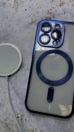 Накладка силикон/пластик PRC матовая с цветными краями Apple iPhone 15 Pro Max тёмно-синий — изображение 2