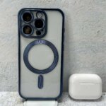 Накладка силикон/пластик PRC матовая с цветными краями IPhone 15  PRO  MAX Dark Blue