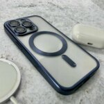 Накладка силикон/пластик PRC матовая с цветными краями Apple iPhone 15 Pro Max тёмно-синий — изображение 3