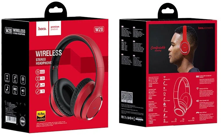 Наушники-bluetooth полноразмерные Hoco W28 Red Наушники-bluetooth полноразмерные Hoco W28 Red