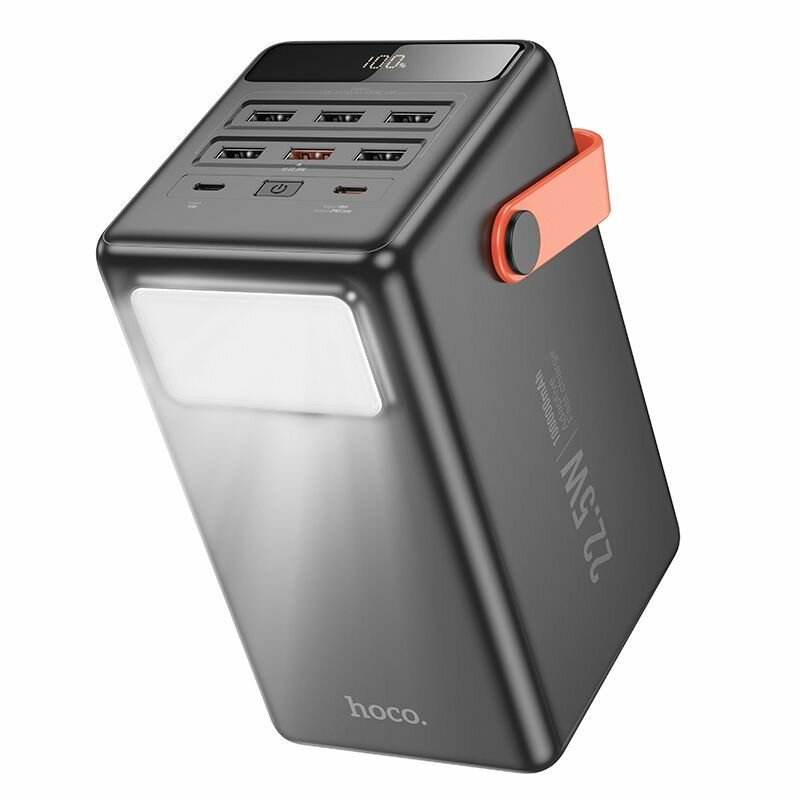 Портативное ЗУ Hoco J142 22.5W 100000 mAh с LED фонариком Black Портативное ЗУ Hoco J142 22.5W 100000 mAh с LED фонариком Black
