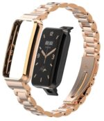 Ремешок на фитнес-браслет металл блочный Mi Band 7 Розовое золото — изображение 3