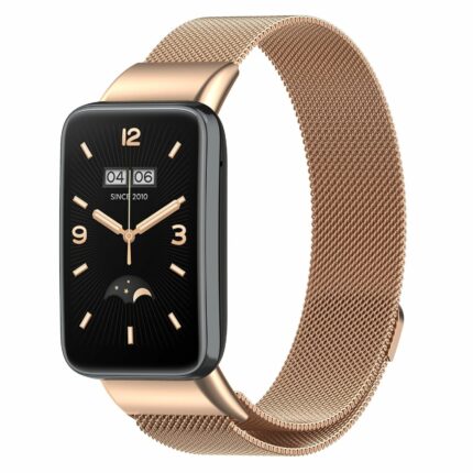 Ремешок на фитнес-браслет металл Миланская петля Mi Band 7  Rose Gold