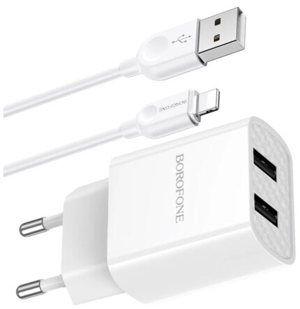 СЗУ Borofone BA53A 2USB 2.1A Type-C White