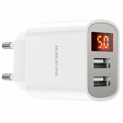 СЗУ Borofone BA58A 2USB 2.4A с дисплеем adapter White