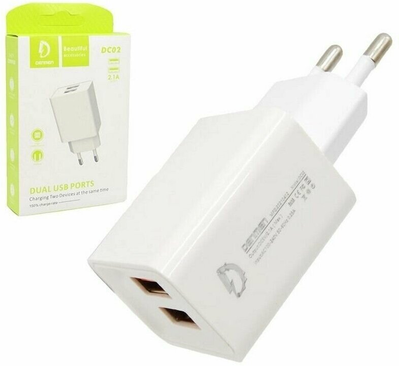 СЗУ Denmen DC02 2USB 2.1A adapter Black СЗУ Denmen DC02 2USB 2.1A adapter Black