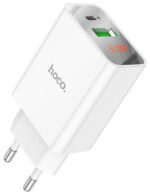 СЗУ Hoco C100A PD20W + QC 3.0 с дисплеем Type-C/Type-C White