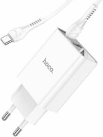 СЗУ Hoco C100A 1USB+1USB-C 20W с дисплеем USB-C/USB-C белый — изображение 4
