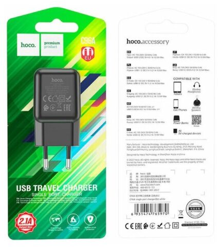 СЗУ Hoco C96A 1USB 2.1A Lightning Black