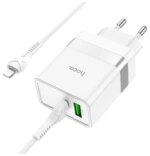 СЗУ Hoco N21 1USB+1USB-C 30W адаптер белый — изображение 2